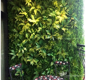 Tường hoa giả decor mảng xanh nhân tạo cho chung cư 