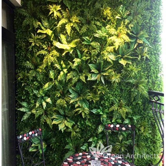 Tường hoa giả decor mảng xanh nhân tạo cho chung cư 