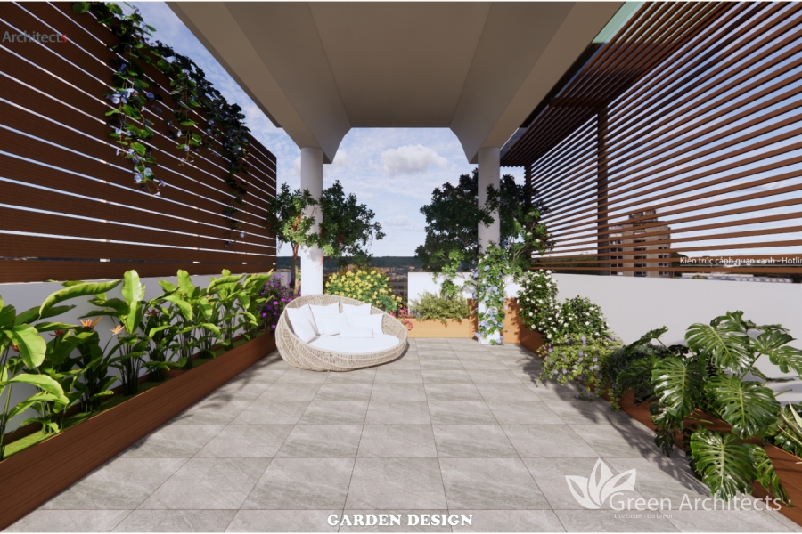 Thiết kế sân thượng tại Long An